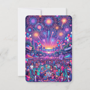 Neon 4th of July Independence Day Celebration Invitation