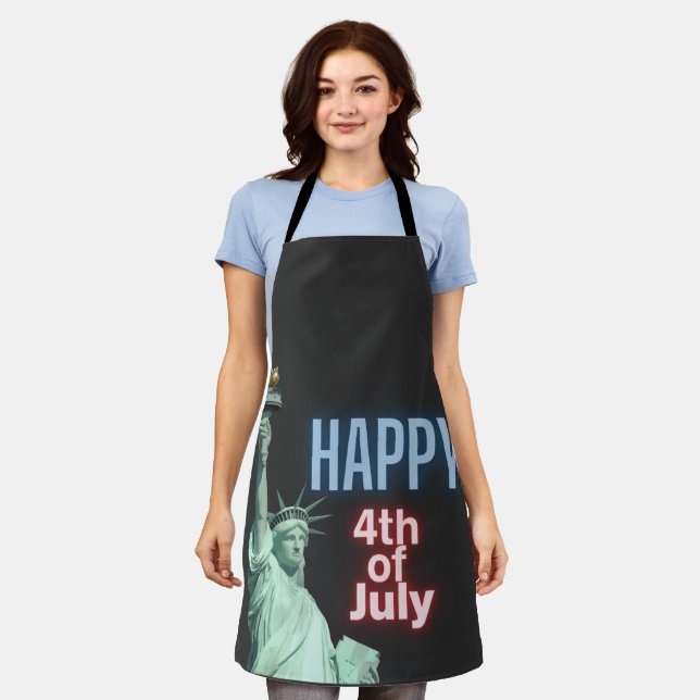 Neon 4th of July Liberty Statue  Apron (Worn)