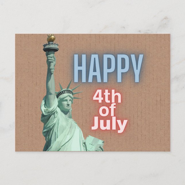 Neon 4th of July Liberty Statue Postcard (Front)