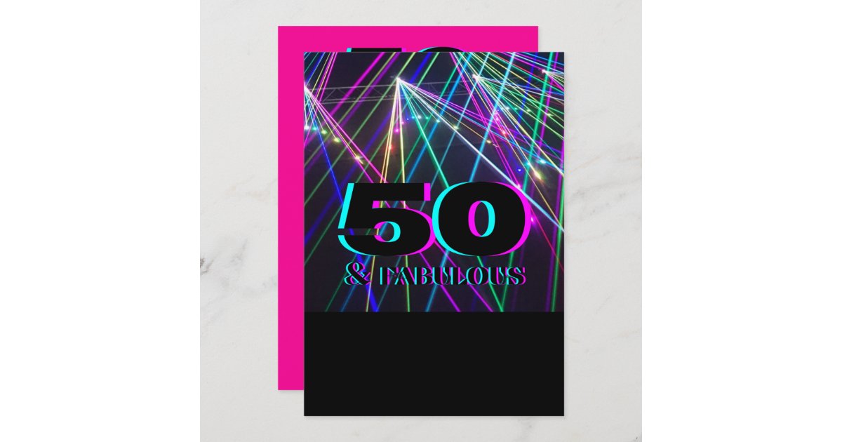 Neon 50th Birthday Party Invitation | Zazzle