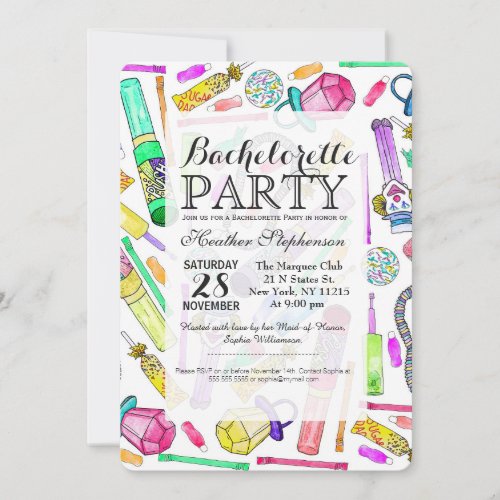 Neon 80s 90s Retro Funny Candy Pattern Invitation