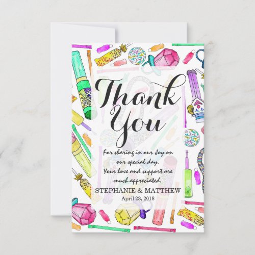 Neon 80s 90s Retro Funny Candy Pattern Thank You Card