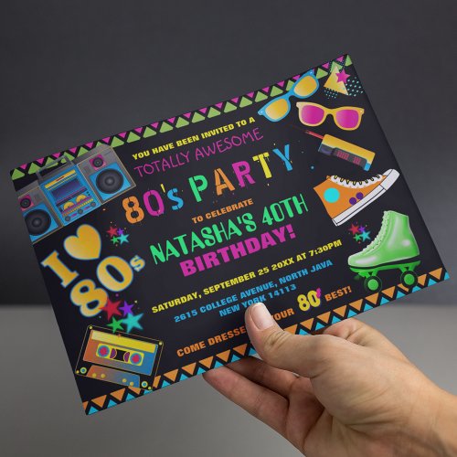 Neon 80s Birthday Party Invitation