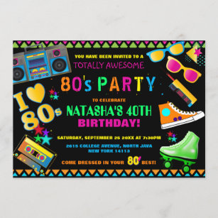 21st 30th 1980's Party Invitations Adult Birthday 50th etc any age 40th