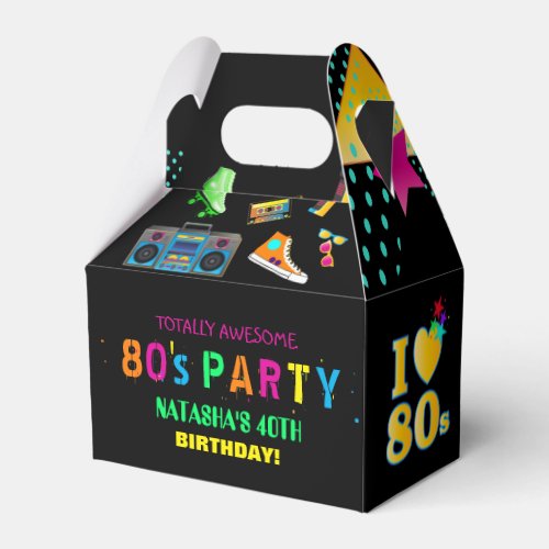 Neon 80s Birthday Party Personalized Favor Boxes