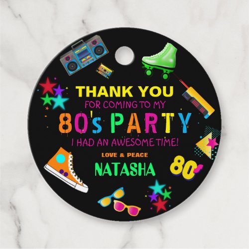 Neon 80s Birthday Party Thank You  Favor Tags