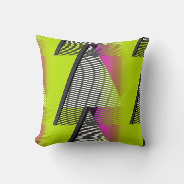 Neon 80s Pattern Throw Pillow (Front)