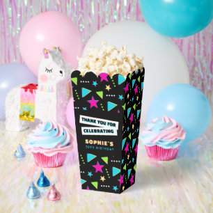 Neon 90s Retro Birthday Party Thank You Popcorn Favor Boxes