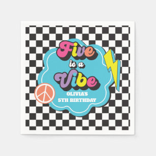 Neon 90s Retro Five is a Vibe 5th Birthday Napkins