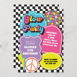 Neon 90s Retro Glow Birthday Invitation