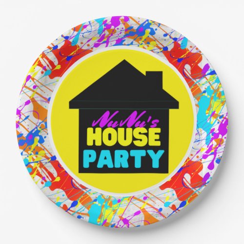 Neon 90s Retro Hip Hop Theme House Party Colorful Paper Plates