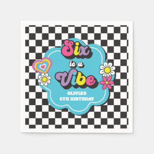 Neon 90s Retro Six is a Vibe 6th Birthday Napkins