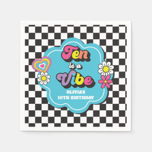 Neon 90s Retro Ten is a Vibe 10th Birthday Napkins