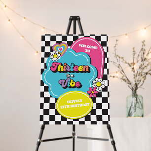 Neon 90s Retro Thirteen is a Vibe 13th Birthday Foam Board
