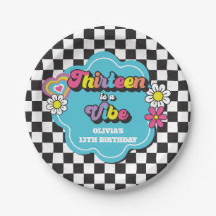 Neon 90s Retro Thirteen is a Vibe 13th Birthday Paper Plates