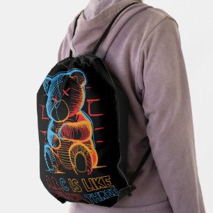 Neon ABC Teddy Bear Drawstring Bag