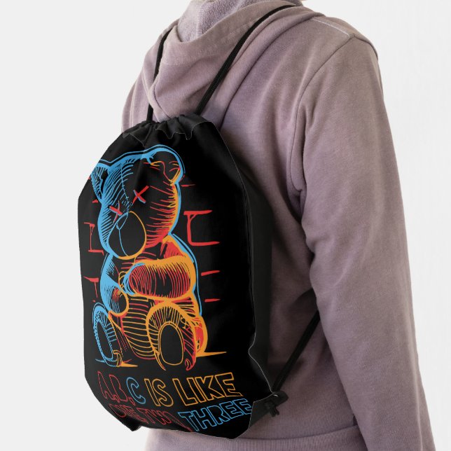 Neon ABC Teddy Bear Drawstring Bag (Insitu)