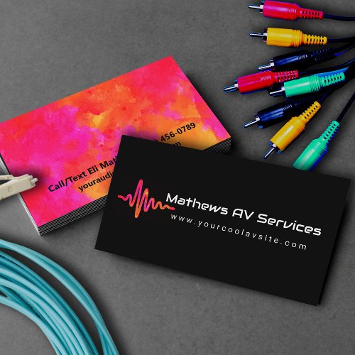 Neon Abstract Art Audio Visual Tech Company Modern Business Card