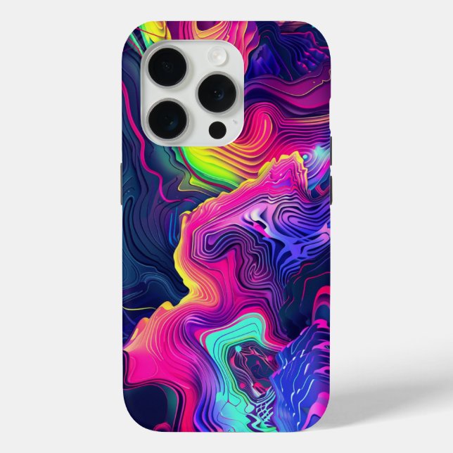 Neon Abstract Art – Chromatic Waves Case-Mate iPhone Case (Back)