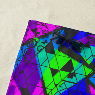 Neon abstract .  beach towel