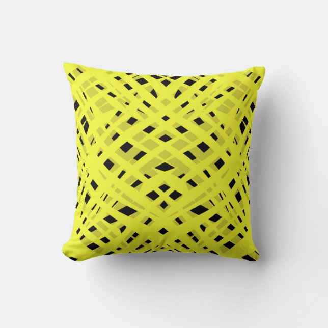 Neon, abstract , black ,yellow throw pillow (Front)