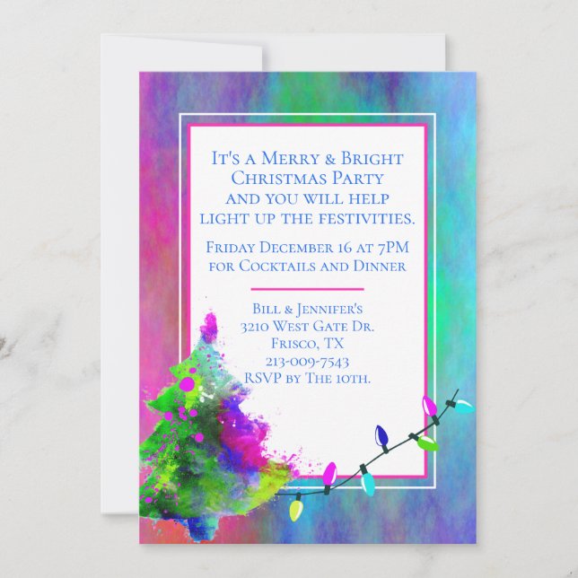 Neon Abstract Christmas Party Invitation (Front)