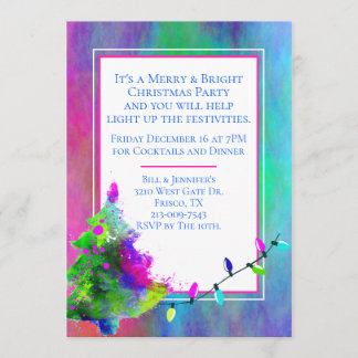 Neon Abstract Christmas Party Invitation