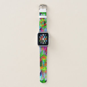 Neon Abstract Daisies with Vivid Colors Apple Watch Band