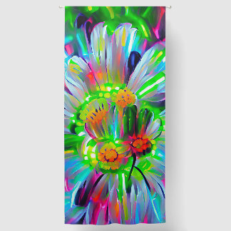 Neon Abstract Daisies with Vivid Colors Blackout Curtains