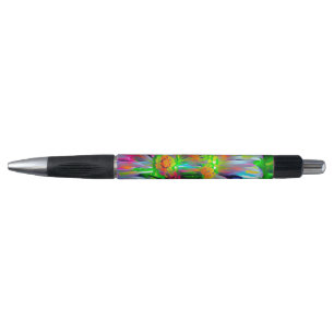Neon Abstract Daisies with Vivid Colors Pen
