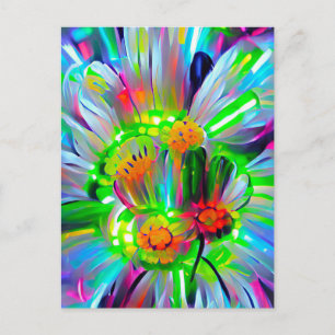 Neon Abstract Daisies with Vivid Colors Postcard