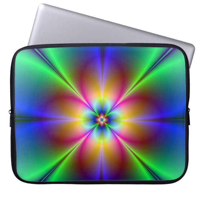Neon Abstract Daisy Laptop Computer Sleeve (Front)