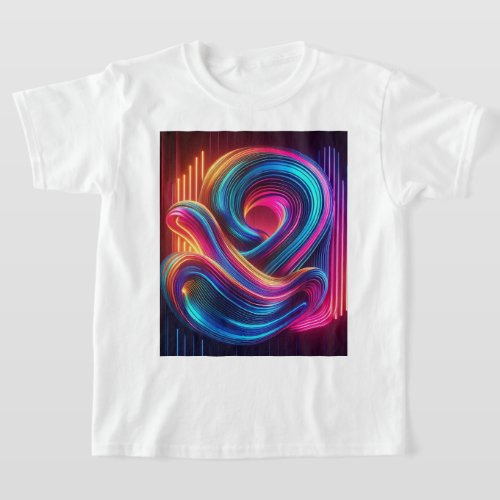 Neon Abstract Design T_ Shirt with Bold Colours