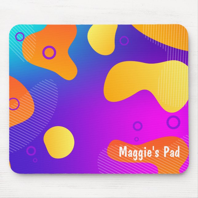 Neon Abstract Design With Name Mouse Pad (Front)