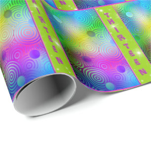 Neon Abstract for 13th Birthday Wrapping Paper