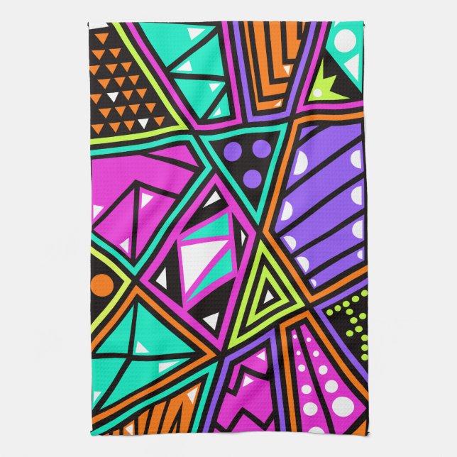 neon abstract kitchen towel (Vertical)