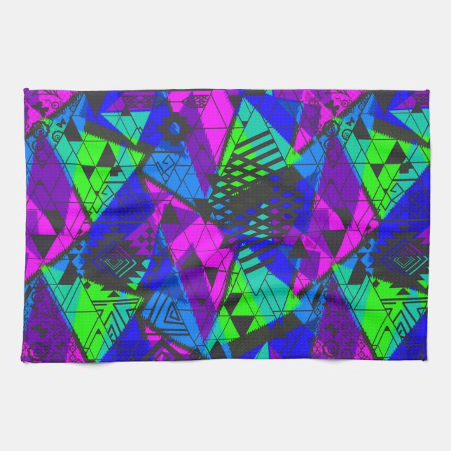 Neon abstract . kitchen towel (Horizontal)