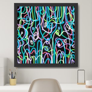 Neon Abstract Painting Framed Art