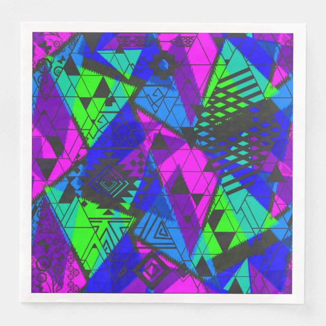 Neon abstract . paper dinner napkins (Front)