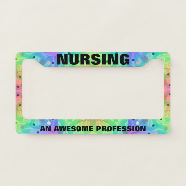 Neon Abstract Pattern Nurse License Plate Frame (Front)