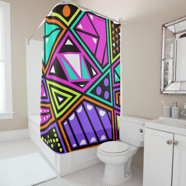 neon abstract shower curtain (In Situ)
