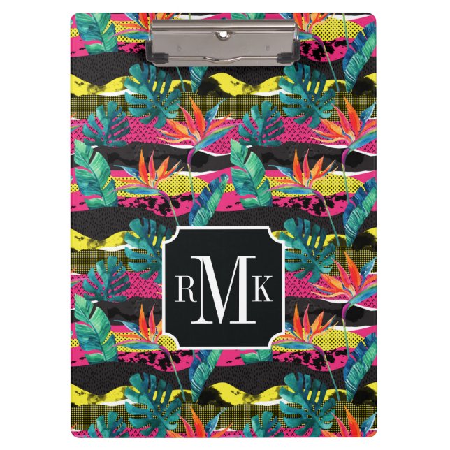 Neon Abstract Tropical Texture Pattern Clipboard (Front)