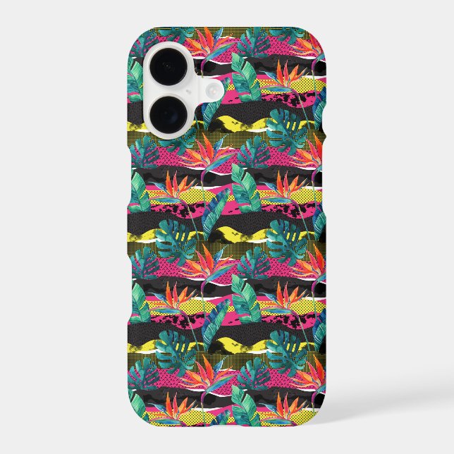 Neon Abstract Tropical Texture Pattern Iphone Case (Back)