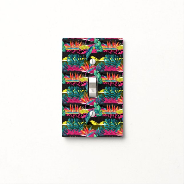 Neon Abstract Tropical Texture Pattern Light Switch Cover (In Situ)