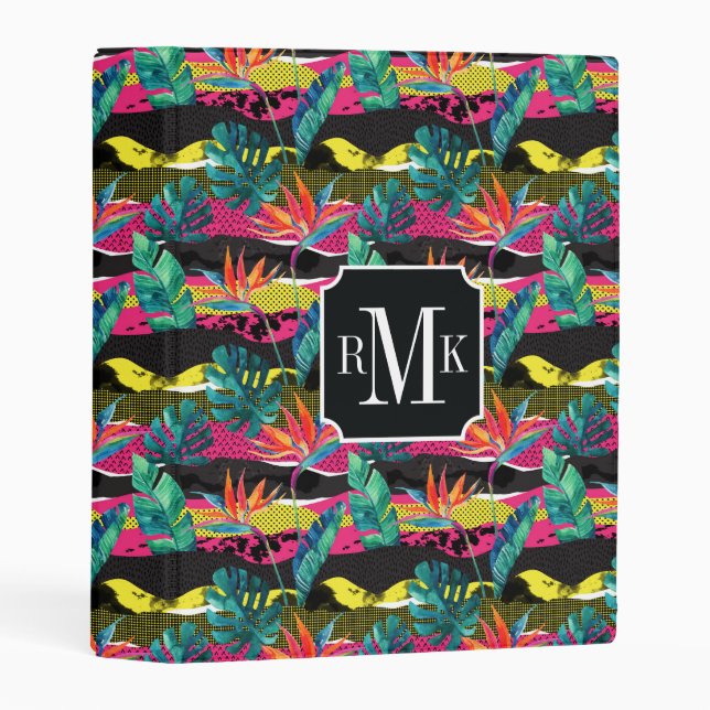 Neon Abstract Tropical Texture Pattern Mini Binder (Front/Spine)