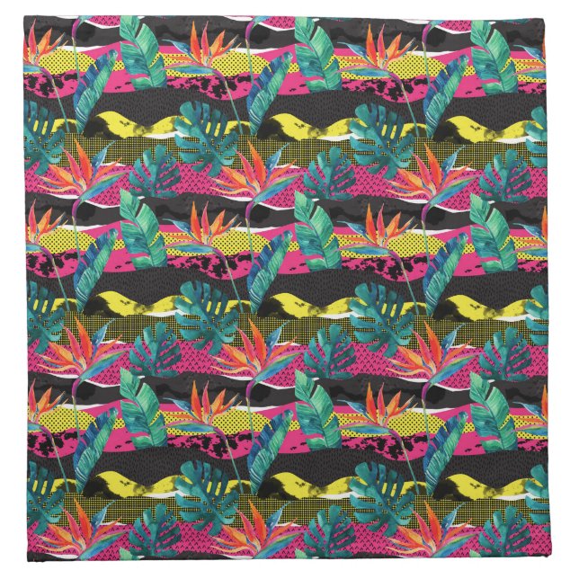 Neon Abstract Tropical Texture Pattern Napkin (Front)