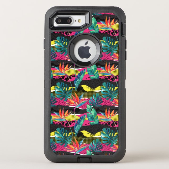 Neon Abstract Tropical Texture Pattern Otterbox iPhone Case (Back)