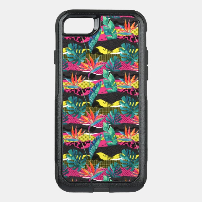 Neon Abstract Tropical Texture Pattern Otterbox iPhone Case (Back)