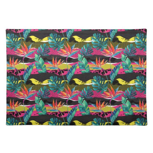 Neon Abstract Tropical Texture Pattern Placemat (Front)