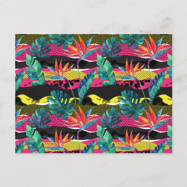Neon Abstract Tropical Texture Pattern Postcard (Front)
